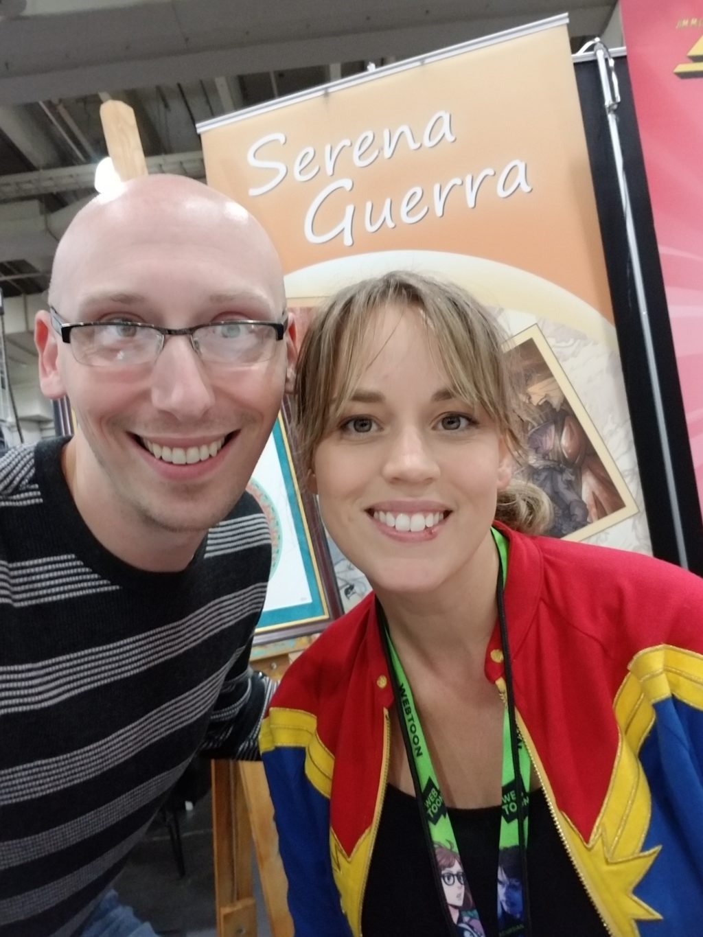 artist serena guerra with trevor mueller at artist alley new york comic con 2018