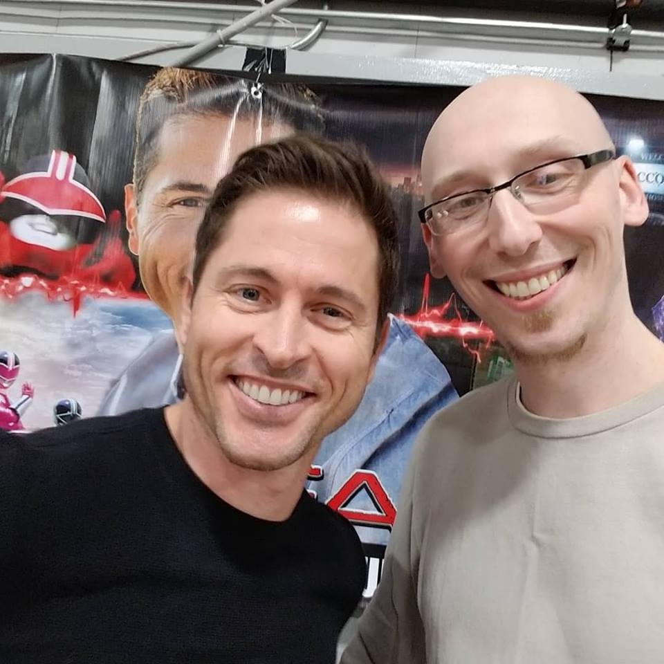 Jason Faunt power rangers time force actor and comic book writer Trevor Mueller at Mighty Con 2019 in Milwaukee