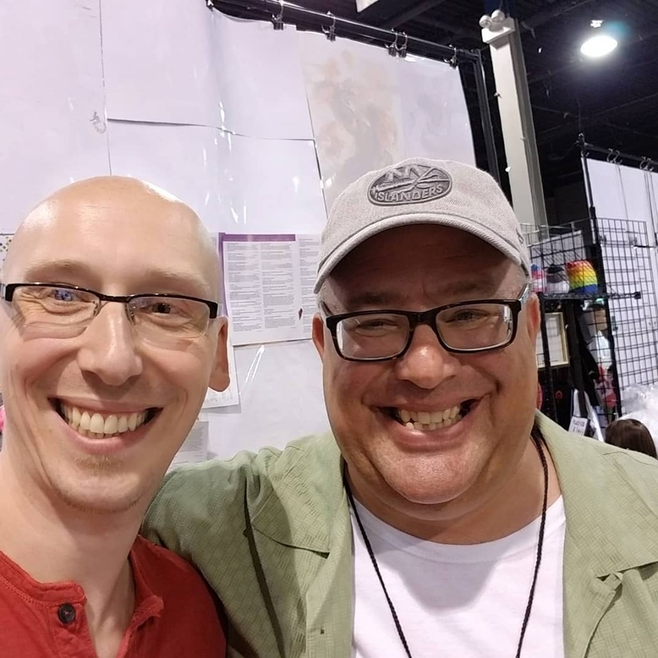 comic writers Trevor Mueller and Russell Lissau Batman Old Woundsat Anime Midwest 2019