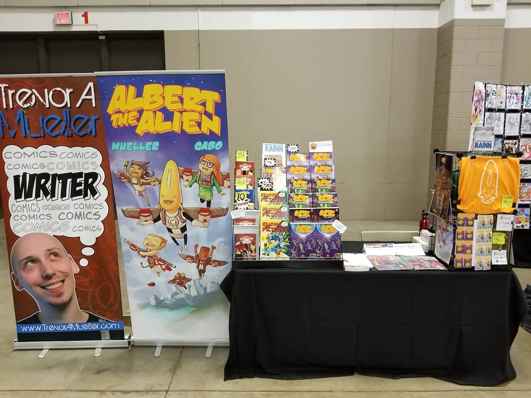 Trevor Mueller, comic book, booth setup, artist alley, anime con