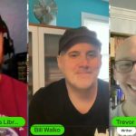 writer trevor mueller and artist bill walko being interviewed